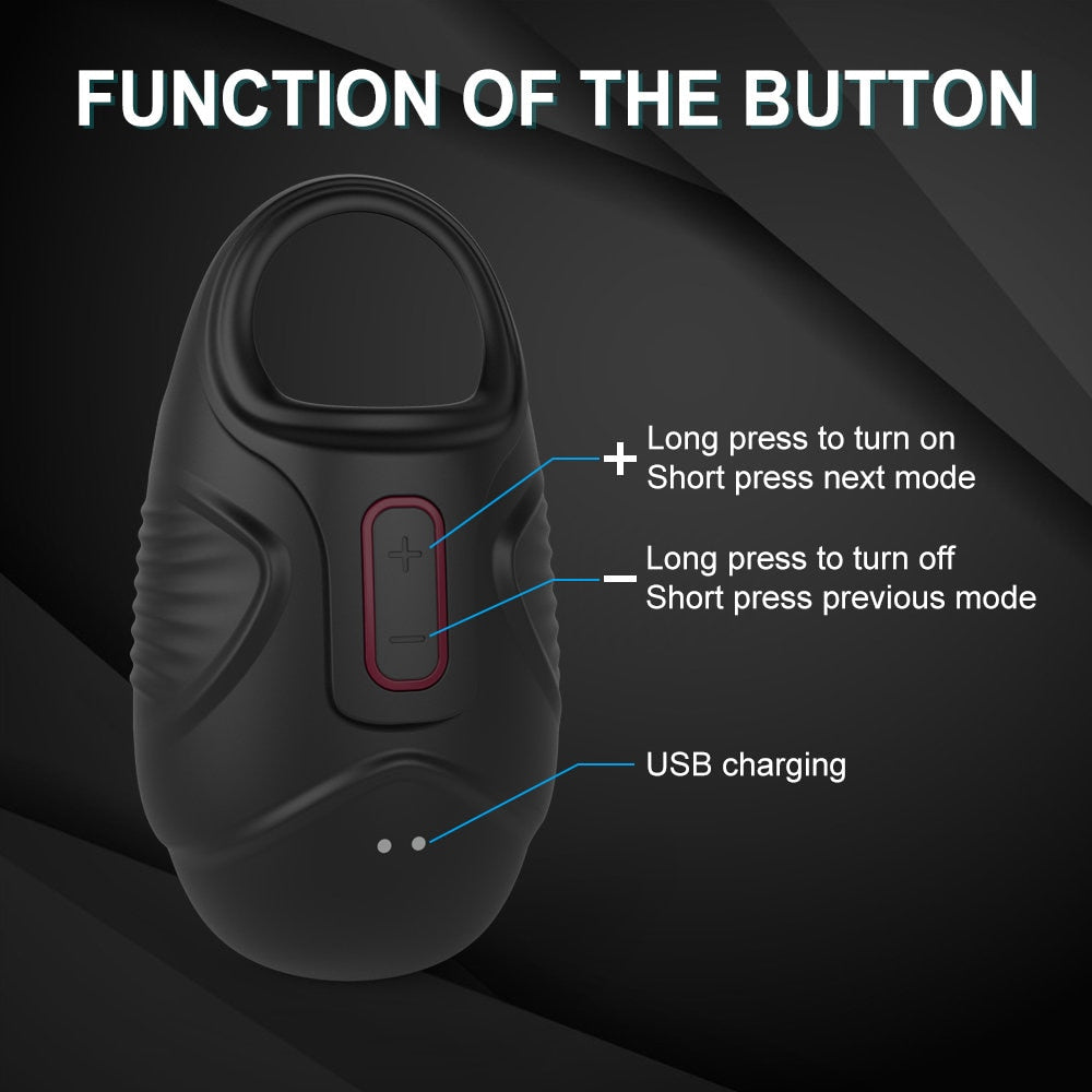 10 Modes Men Scrotum Massager Male Chastity Cage Testicle Bondage Vibrator